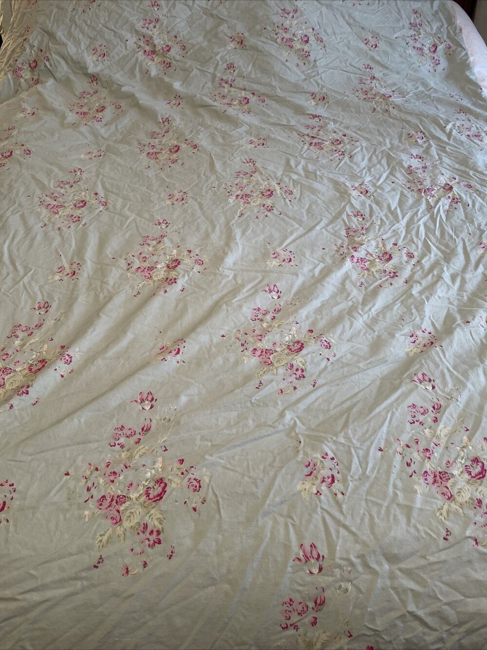 Rachel Ashwell Simply Shabby Chic Twin FADED PAPER ROSE Duvet Cover Pink Blue